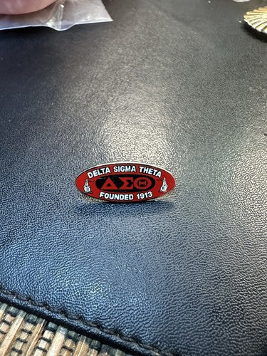 Delta Sigma Theta - Founded 1913 Lapel Pin Red White Silver Tone