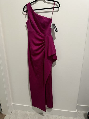 XSCAPE One-Shoulder Fit and Flare Gown Dress with Stretch in Orchid SIZE 4 $248