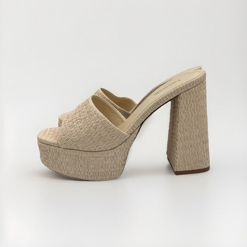 Larroude Dolly Slip On Platform Mules Raffia - Size 8 - $315 - Gorgeous!
