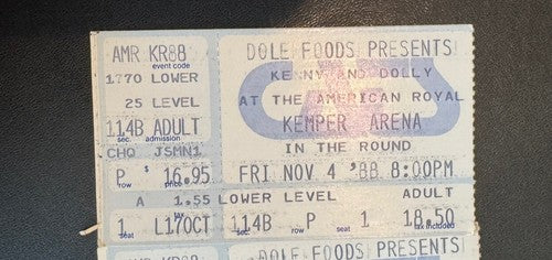 Vintage Lot Of 2 Kenny Rogers & Dolly Parton Concert Tickets Nov 4 1988 KCMO