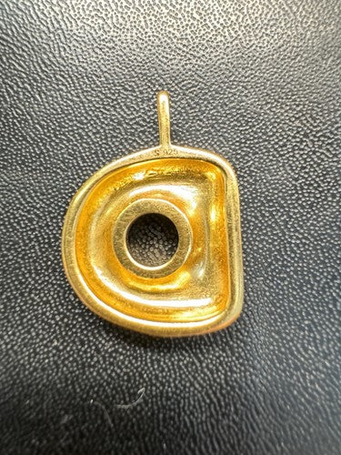 Stone and Strand Initial Bubble Letter D Pendant Gold Tone Sterling Silver