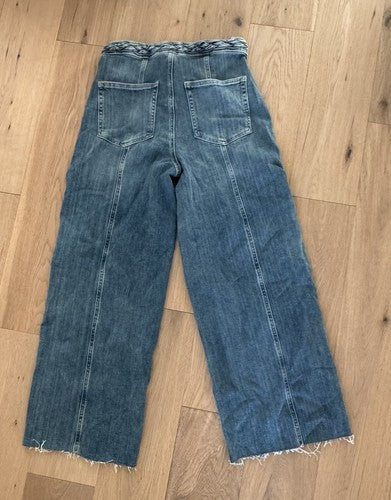Frame Womens Braided Waistband Wide Leg Crop Jeans, Size 27 Retail $288