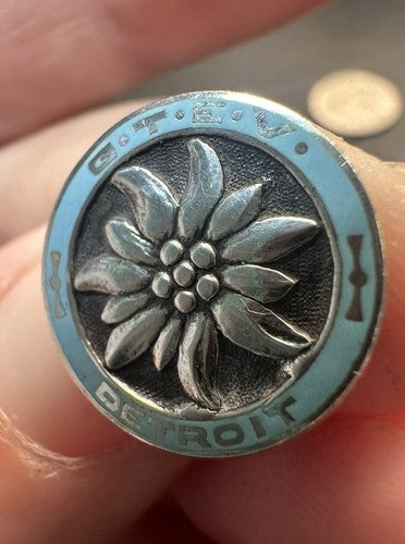 Stunning GTEV Edelweiss Detroit Sterling Silver Membership Pin German G.T.E.V.