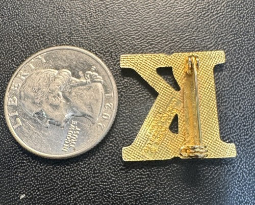 Vintage Holly Hobbie Initial K Letter Gold Tone and Enamel Brooch Pin RARE