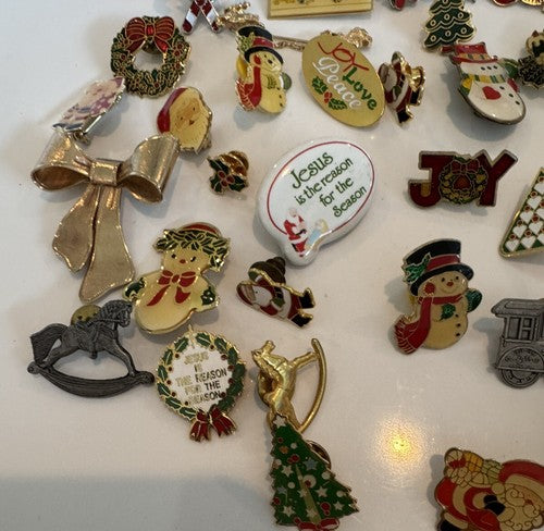 Christmas Lapel Flat Brooch Pin Lot Vintage to Modern 65 pcs