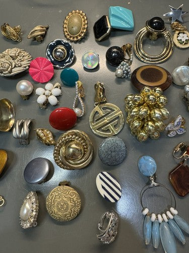 Vintage Modern Mixed Lot Single Clip on Earrings Wear Craft Repurpose 60+