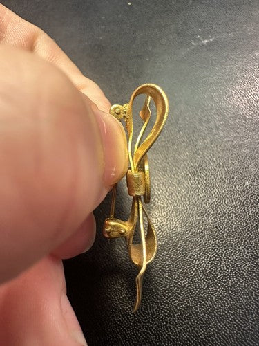 Women Of The Moose Gold Enamel Bow Shaped Brooch Pin Moose International