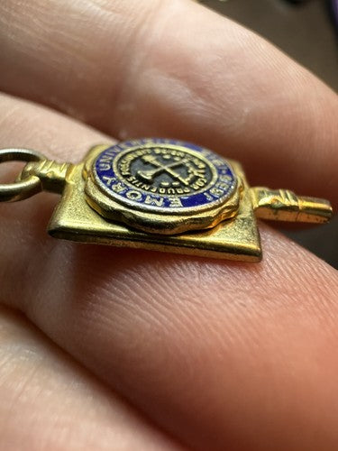 Vintage Emory University Key Fob Charm Pendant Gold Tone