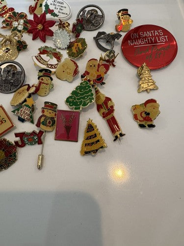 Christmas Lapel Flat Brooch Pin Lot Vintage to Modern 65 pcs