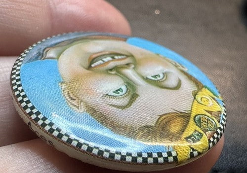 CAROL BOUMAN Art Pin Button LYLE Vintage 1974 Art Brand Buttons Easy Aces