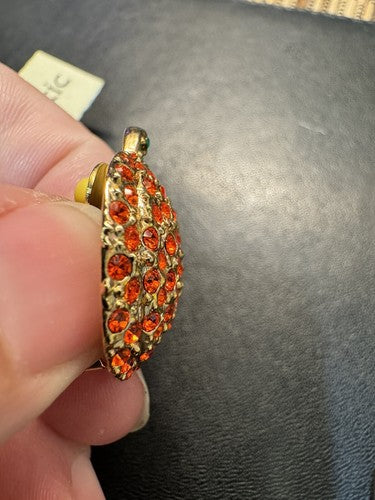 Vintage Majestic PUMPKIN EARRINGS Rhinestone Crystals Halloween Fall