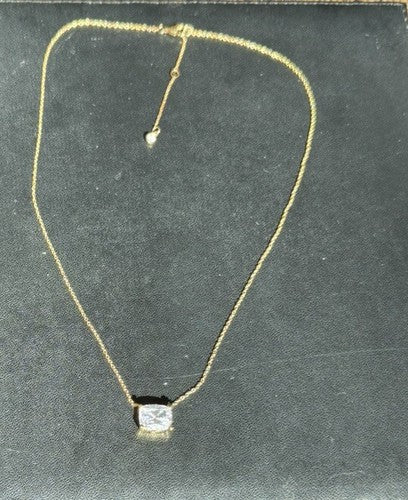 Crislu Sterling Silver 18k Pendant Cushion Cut Pendant Necklace Vermeil 16-18”