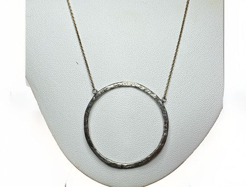 SILPADA N3087 Sterling Silver DUOMO CHAIN NECKLACE Open Circle Hammered Pendant