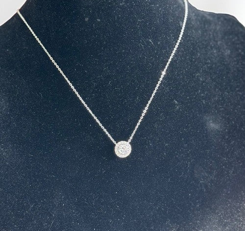 Nordstrom Silver Halo Pendant Cubic Zirconia Necklace NWT
