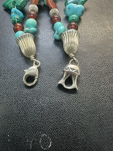 Carolyn Pollack Sterling Silver Multi Gemstone Concho Fetish Bracelet Beautiful!