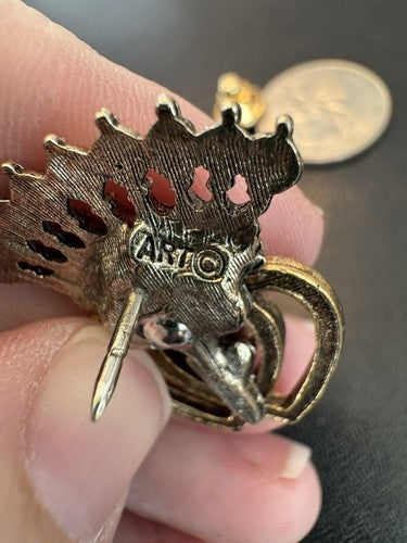 VTG LUCKENBOOTH ART ARTHUR PEPPER HERALDIC PIN HEART CROWN FLEUR-DE-LIS BROOCH