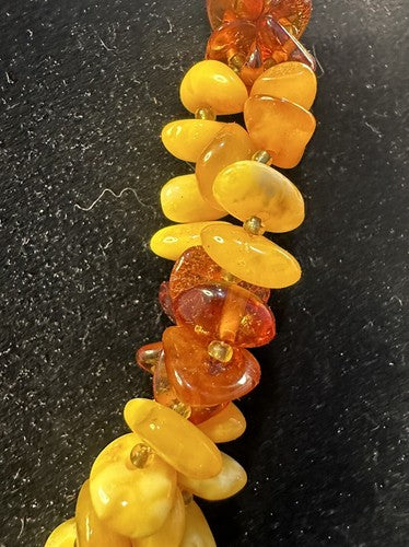 Vintage Baltic Honey Egg Yolk Amber Bead Necklace with Inclusions 19 Inches 36g