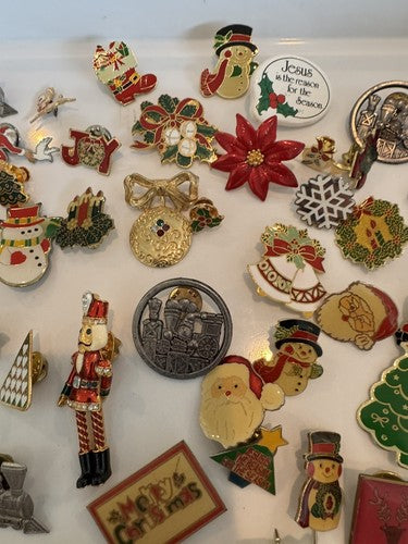 Christmas Lapel Flat Brooch Pin Lot Vintage to Modern 65 pcs