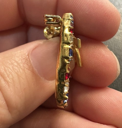 Red White Blue Rhinestone Bicentennial Brooch Lapel Pin