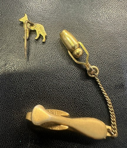 Vintage German Shepherd Dog Ascot Tie Guard Tie Tack Pin Hickok ~ 1930s