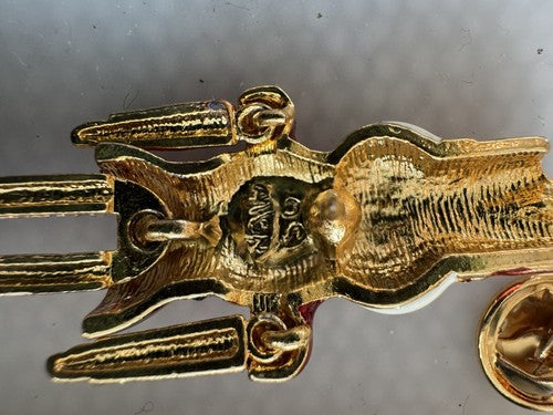 Avon Nutcracker Articulated Pin Red Enamel Rhinestone Toy Solider Brooch VTG