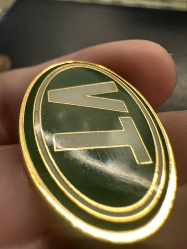 Vermont Bumper Sticker Green White Oval Ski Stowe Ski Pin