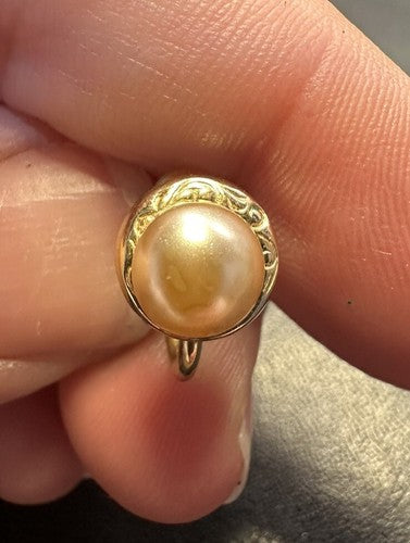 Amco 1/20 12kt Gold Filled ScrewBack Earrings Faux Pearl Art Nouveau Vintage