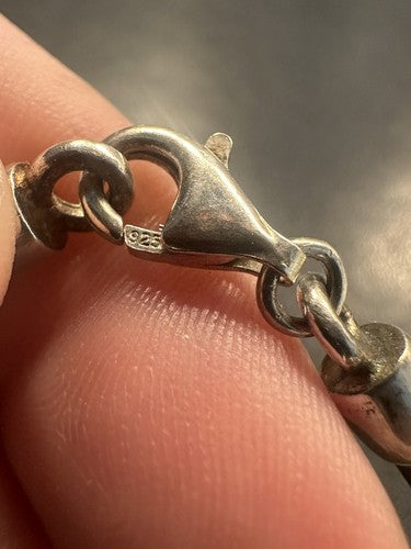 Sterling Silver & Black Rubber Cord Greek Key Bracelet