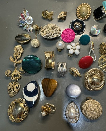 Vintage Modern Mixed Lot Single Clip on Earrings Wear Craft Repurpose 60+