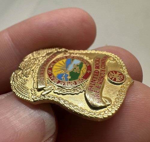 Painted Rocks Fire & Rescue Company Montana Vintage Firefighter Badge PIN