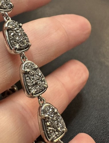 Kendra Scott Silver Tone Drusy Susanna Bracelet in Silver 7.75” Druzy