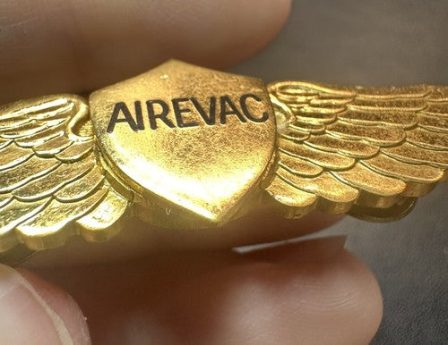 Vintage Flight AIREVAC Crew Member Brass Wings Pin Helicopter Pilot Wings