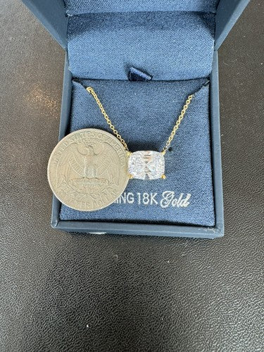 Crislu Sterling Silver 18k Pendant Cushion Cut Pendant Necklace Vermeil 16-18”