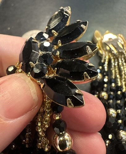 Vintage Glam 1980s Nightingale Sherry De Peé Runway Statement Earrings Gold