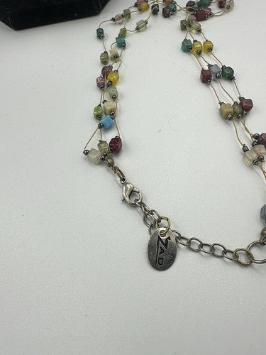 ZAD 3 Row Multi color Glass Bead Necklace 16”-18”