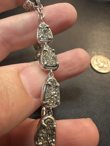 Kendra Scott Silver Tone Drusy Susanna Bracelet in Silver 7.75” Druzy