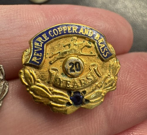 Vtg Revere Copper & Brass 10 and 20 Year Employee Pins