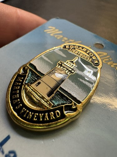 Edgartown Lighthouse Lapel Pin Badge Marthas Vineyard Vintage Cape Cod MA Beach