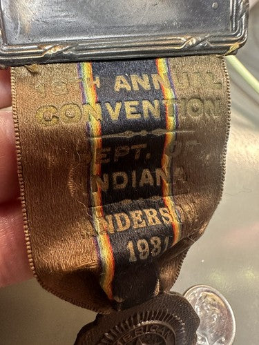 1931 AMERICAN LEGION 13th Annual Convention, Dept of Indiana BRASS WATCH FOB IN