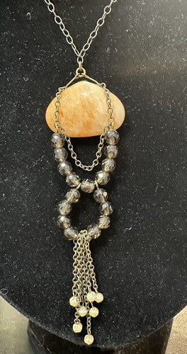 David Aubrey Signed Necklace Crystal Stone Layered Chain EUC