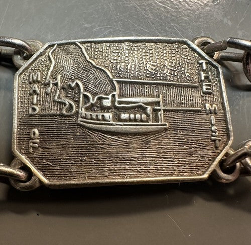 Vintage Post 1930 Canada Niagara Falls Bracelet Silver Tone Non-magnetic 6.75”