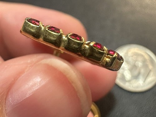 Vintage Unusual USA Rhinestone Pin Red White Blue Brooch