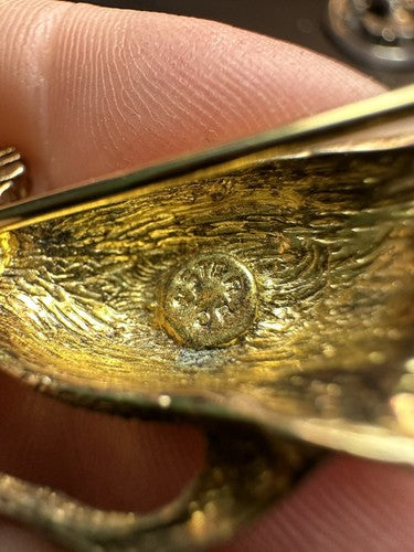 VINTAGE ROAD RUNNER STERLING SILVER 925 BROOCH PIN RETRO GOLD TONE