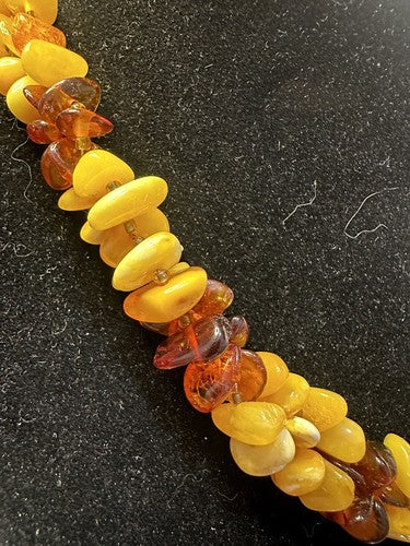 Vintage Baltic Honey Egg Yolk Amber Bead Necklace with Inclusions 19 Inches 36g