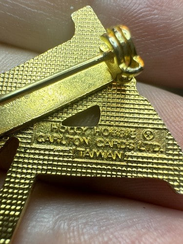 Vintage Holly Hobbie Initial K Letter Gold Tone and Enamel Brooch Pin RARE