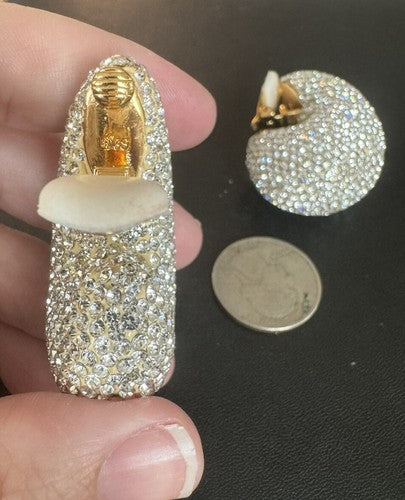 Lele Sadoughi Pave Dome Studded Clip On Earrings