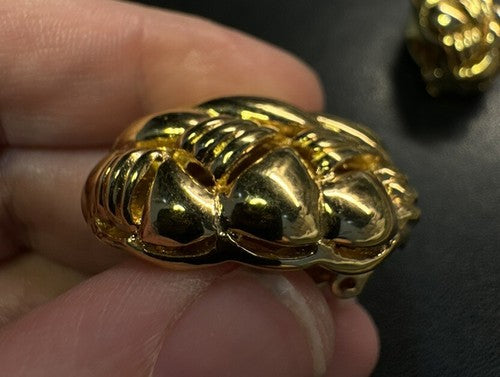 Vintage Ciner Huge Shiny Gold Plated Run Way Statement Clip On Earrings