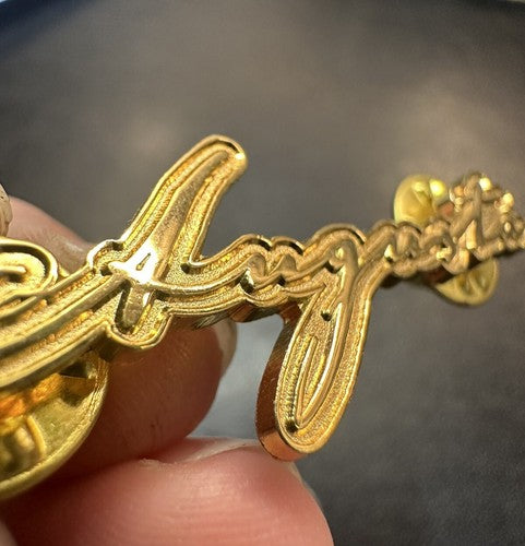 Gold Tone Augusta Cursive Lapel Pin Collectable Souvenir Georgia Maine