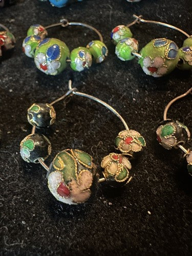 Lot of 12 Cloisonne Wine & Drink Glass Charms - Multicolor Cloisonné