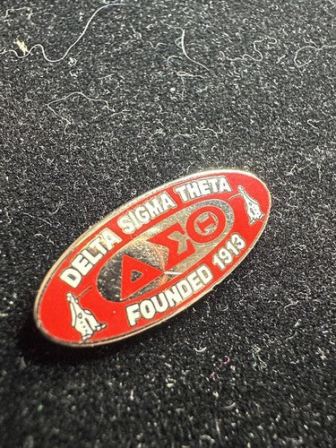 Delta Sigma Theta - Founded 1913 Lapel Pin Red White Silver Tone